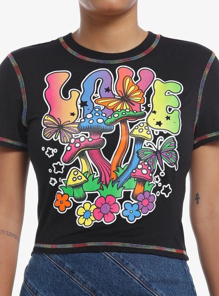 Social Collision Rainbow Mushroom Stitch Baby T-Shirt