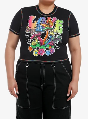 Social Collision Rainbow Mushroom Stitch Baby T-Shirt Plus