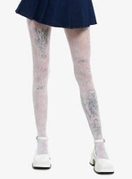 White Floral Vine Tights