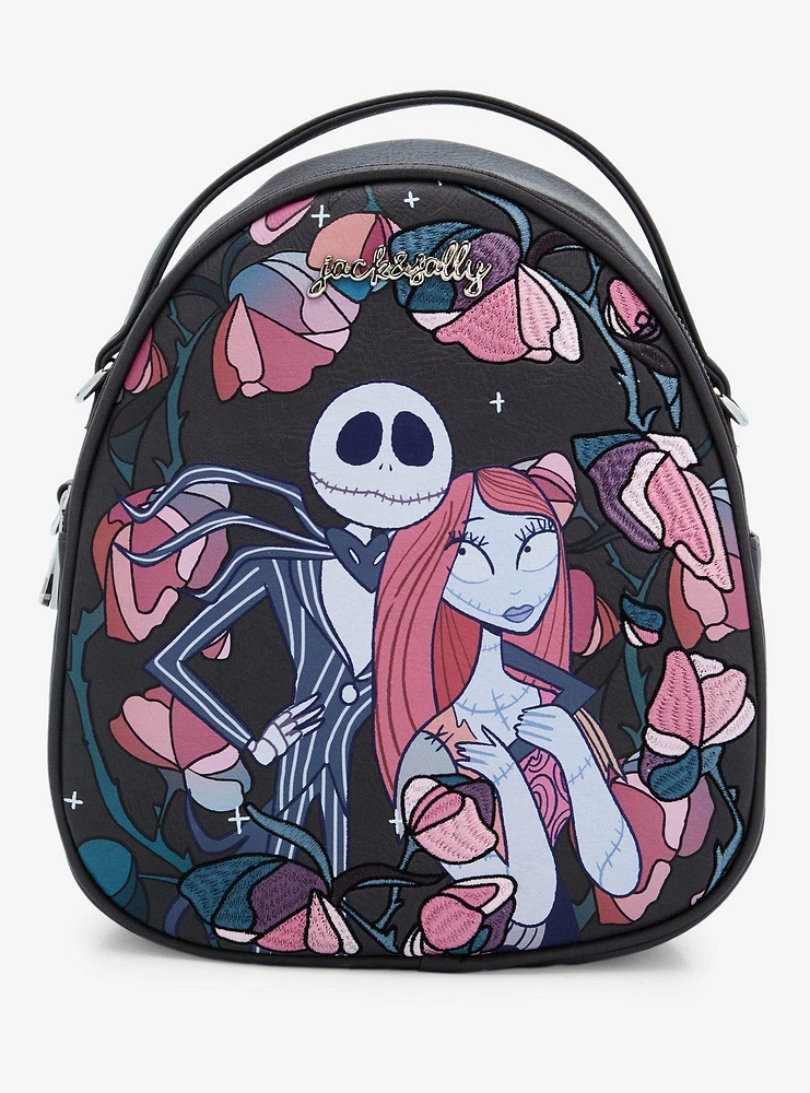 Disney The Nightmare Before Christmas Jack Skellington & Sally Floral Mini Backpack - BoxLunch Exclusive