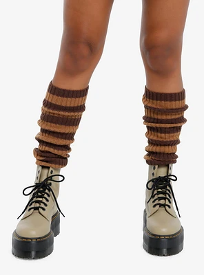 Brown Stripe Slouch Knee-High Socks