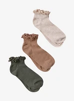 Neutral Lettice Trim Ankle Socks 3 Pack