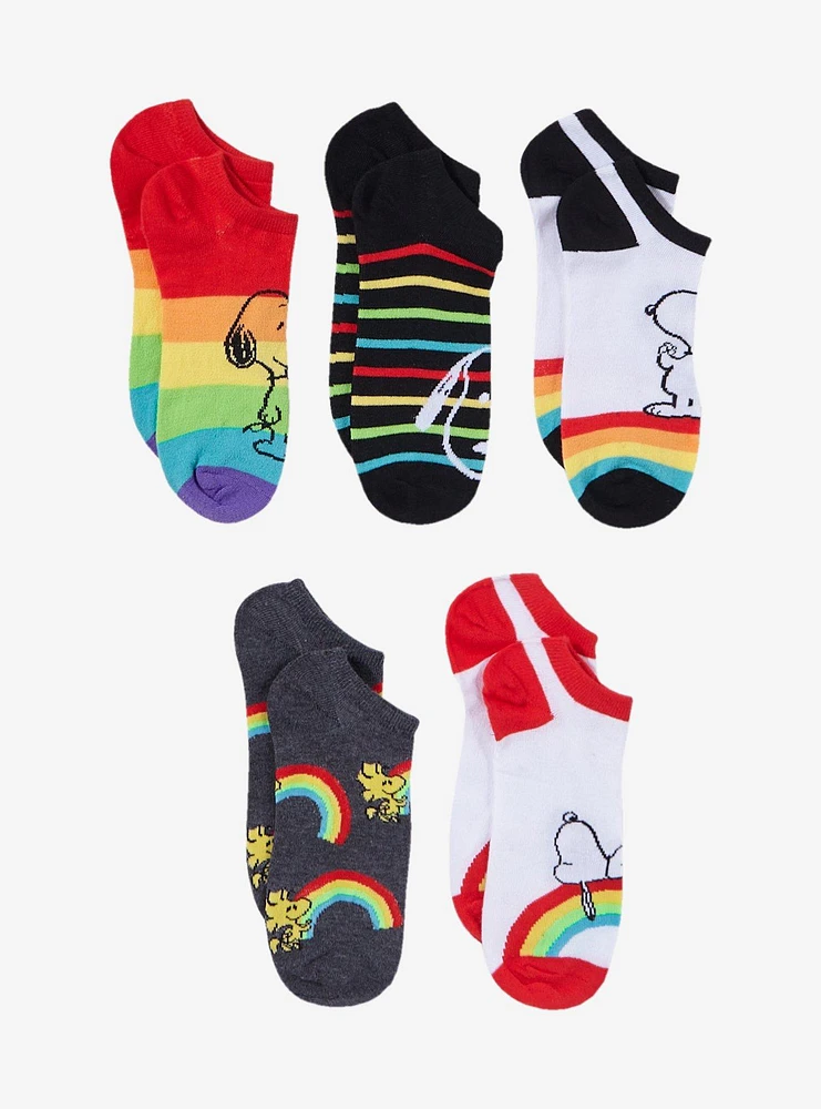 Peanuts Snoopy Rainbow No-Show Socks 5 Pair