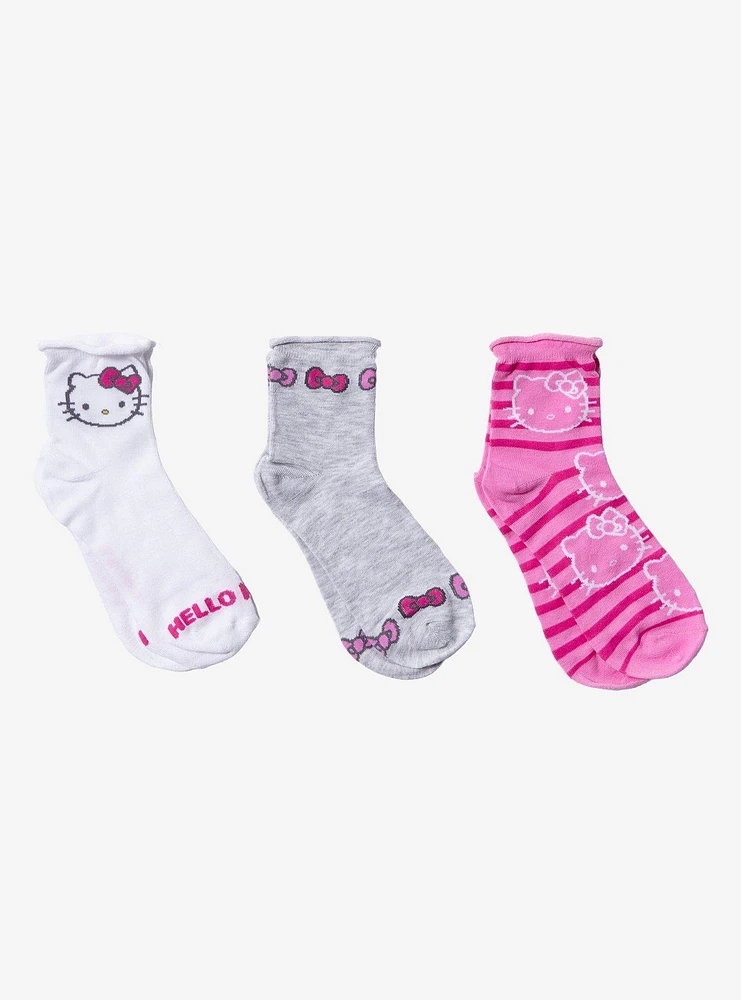 Hello Kitty Bow & Stripe Ankle Socks 3 Pair