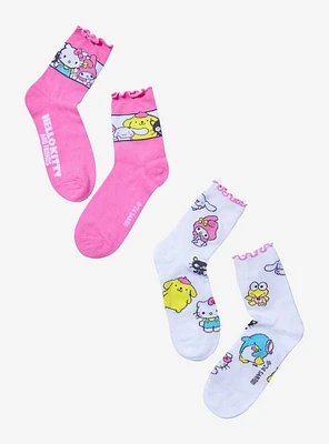 Hello Kitty And Friends Lettuce Trim Crew Socks 2 Pair