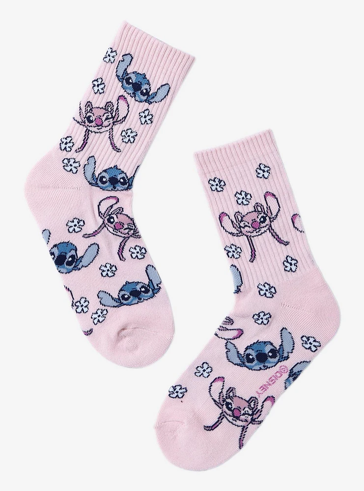 Disney Stitch & Angel Flowers Crew Socks