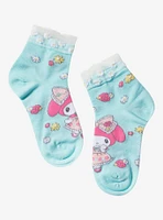 My Melody Floral Mesh Ankle Socks