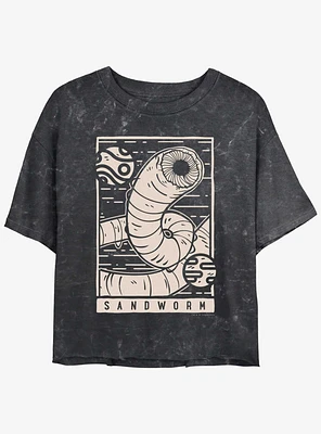 Dune: Part Two Sandworm Illustration Mineral Wash Girls Crop T-Shirt