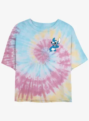 Disney Lilo & Stitch Corner Bashful Womens Crop Tie-Dye T-Shirt