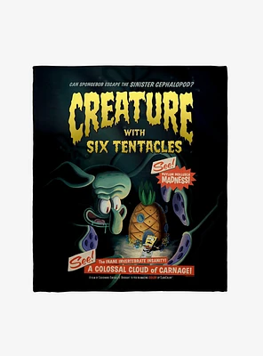 SpongeBob SqarePants Creature With The Six Tentacles B-Movie Poster Throw Blanket