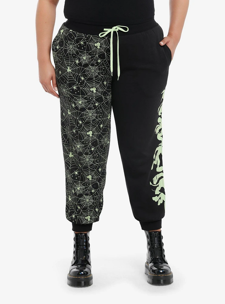 Her Universe Disney Halloween Split Glow-In-The-Dark Girls Jogger Sweatpants Plus