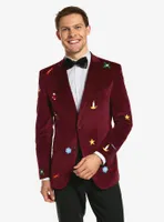 Christmas Icons Deep Burgundy Blazer