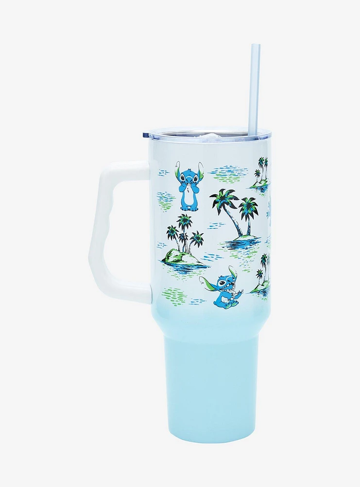 Disney Lilo & Stitch Island Stitch Allover Straw Tumbler with Handle