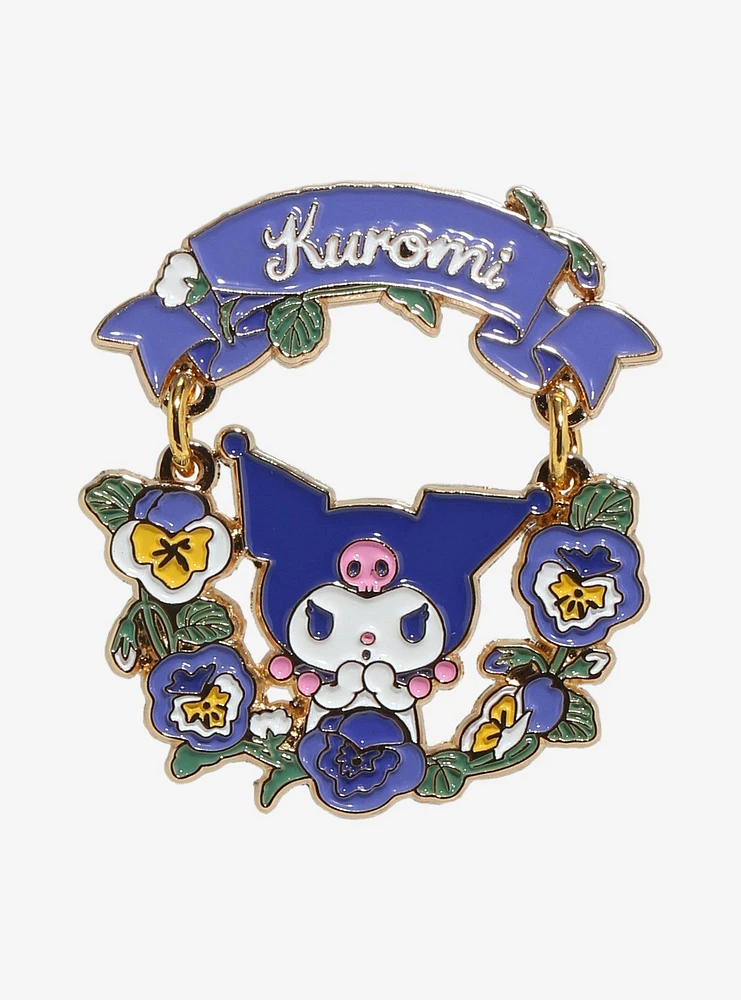 Sanrio Kuromi Floral Swinging Enamel Pin - BoxLunch Exclusive