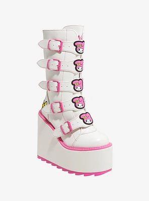 My Melody X YRU White & Pink Dune Platform Boots