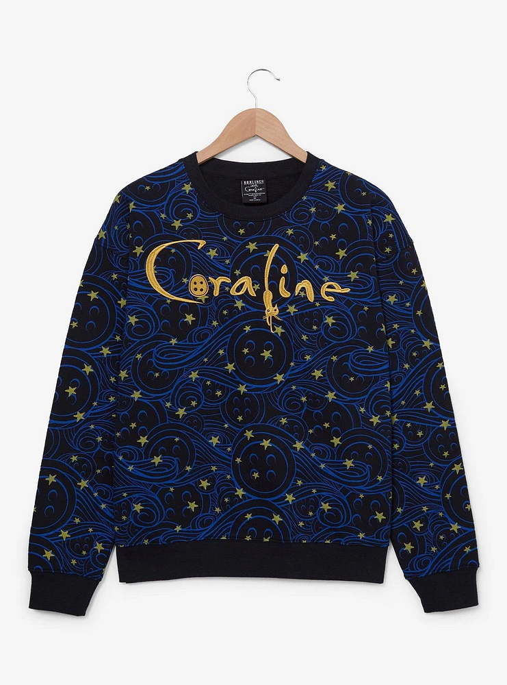 Coraline Stars and Buttons Allover Print Crewneck — BoxLunch Exclusive