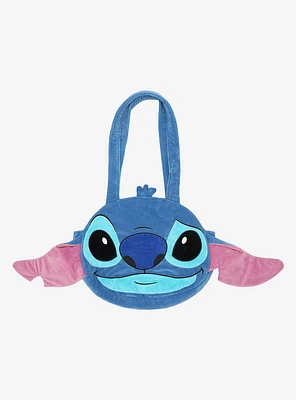 Disney Stitch Face Plush Tote Bag