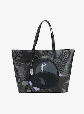 The Nightmare Before Christmas Jack & Sally Spiral Hill Tote Bag