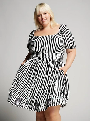 Beetlejuice Sandworm Allover Print Striped Plus Dress — BoxLunch Exclusive