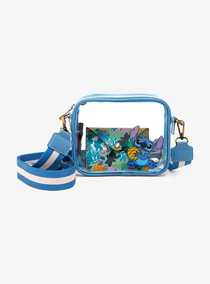 Disney Stitch Clear Crossbody Bag With Floral Cardholder