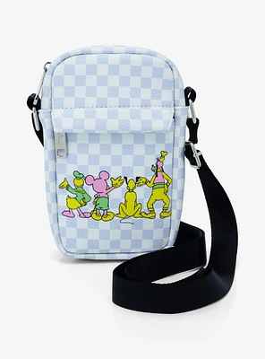 Disney Mickey Mouse And Friends Checkered Athletic Crossbody Bag