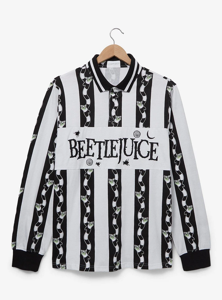 Beetlejuice Sandworm Striped Rugby Shirt - BoxLunch Exclusive