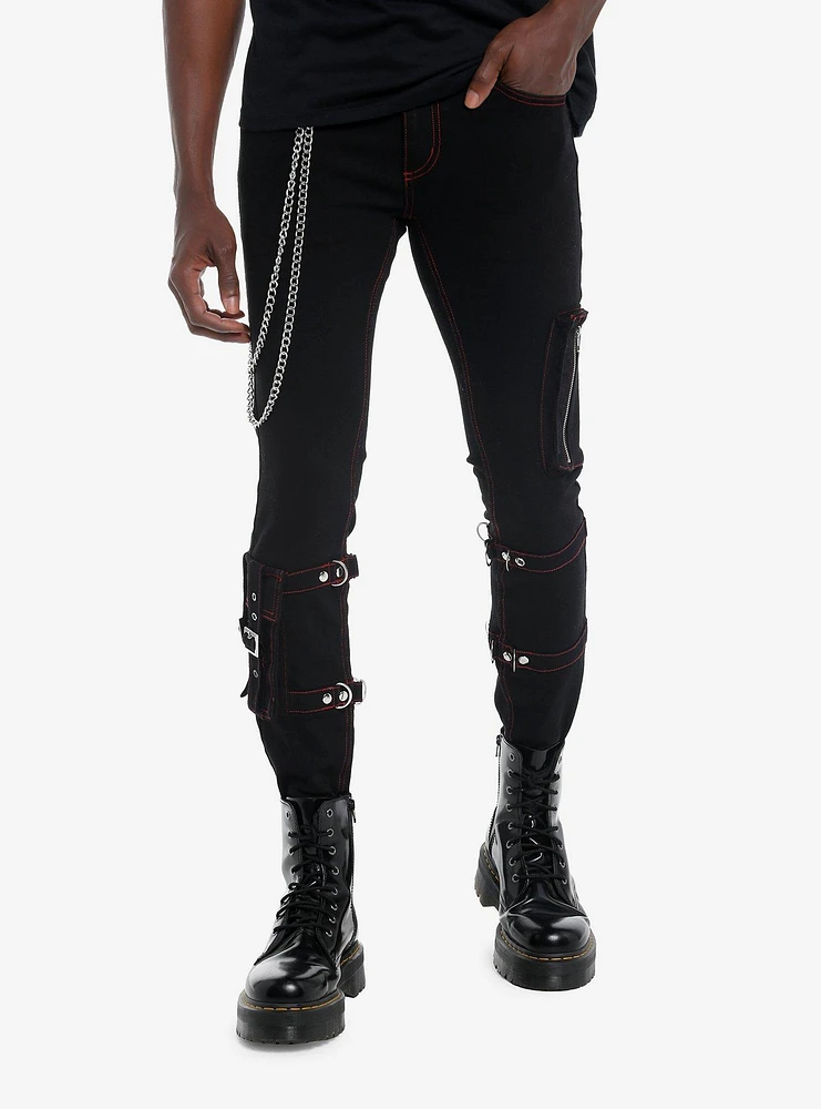 Social Collision Black Hardware Pocket Chain Stinger Jeans