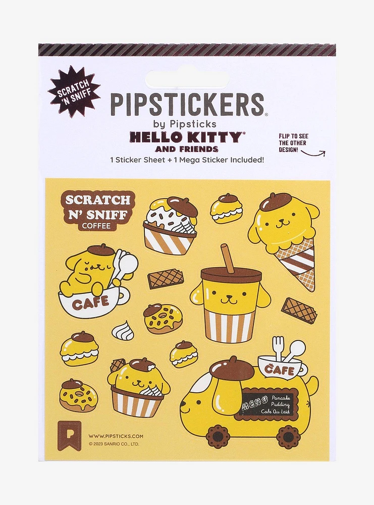 Pipsticks Hello Kitty And Friends Scratch N' Sniff Pompompurin Food Sticker Sheet