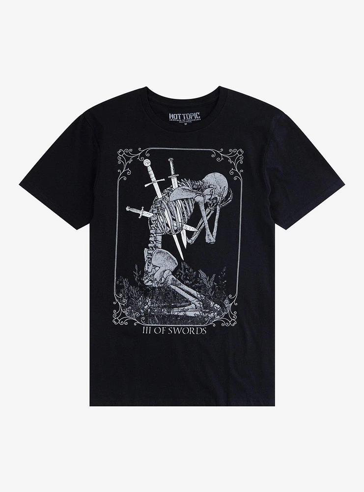 Three Of Swords Skeleton T-Shirt By Kingamu