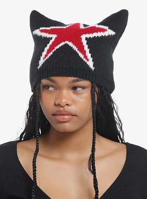 Red Star Ear Beanie