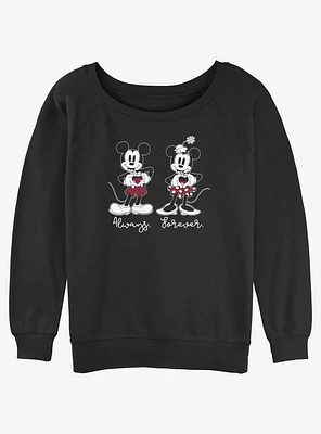 Disney Mickey Mouse & Minnie Always Forever Girls Slouchy Sweatshirt