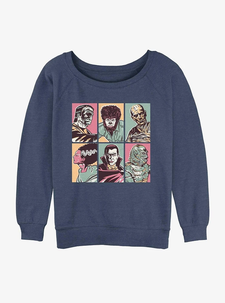 Universal Monsters Spooky Bunch Girls Slouchy Sweatshirt