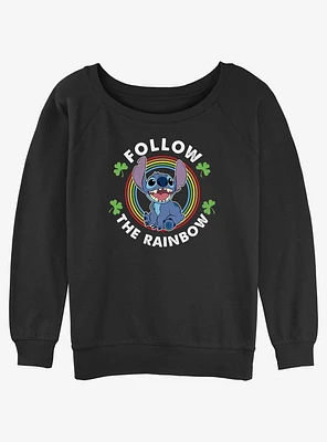 Disney Lilo & Stitch Follow The Rainbow Girls Slouchy Sweatshirt