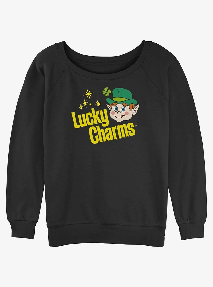 Lucky Charms Logo Retro Girls Slouchy Sweatshirt