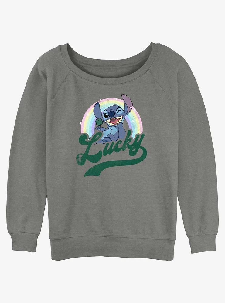 Disney Lilo & Stitch Lucky Rainbow Girls Slouchy Sweatshirt