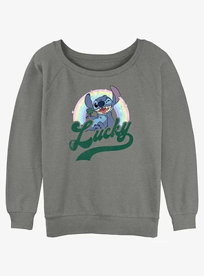 Disney Lilo & Stitch Lucky Rainbow Girls Slouchy Sweatshirt