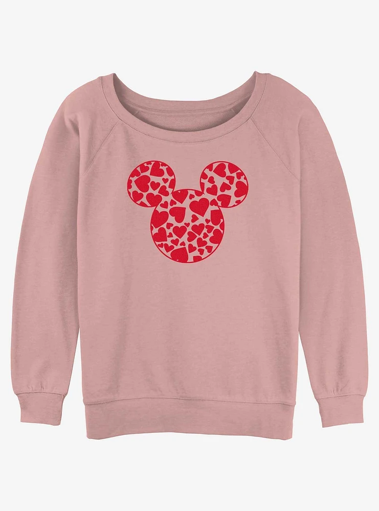 Disney Mickey Mouse Heart Ears Girls Slouchy Sweatshirt