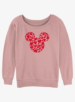 Disney Mickey Mouse Heart Ears Girls Slouchy Sweatshirt