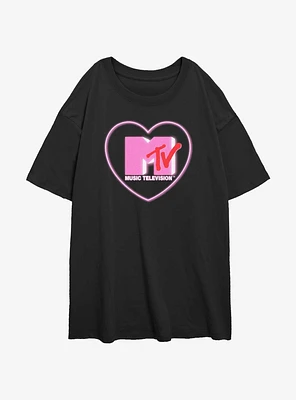 MTV Heart Love Logo Girls Oversized T-Shirt