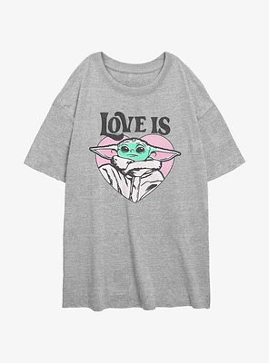 Star Wars The Mandalorian Love Is Grogu Girls Oversized T-Shirt