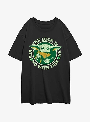 Star Wars The Mandalorian Child Lucky Force Girls Oversized T-Shirt