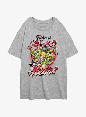 Teenage Mutant Ninja Turtles Pizza Heart Girls Oversized T-Shirt