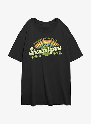 Dungeons & Dragons Here For Shenanigans Girls Oversized T-Shirt