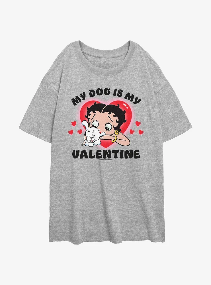 Betty Boop Valentines Dog Girls Oversized T-Shirt
