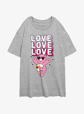 Care Bears Love-A-Lot Bear Love Stack Girls Oversized T-Shirt