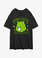 Care Bears Good Luck Bear Head Girls Oversized T-Shirt