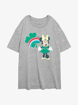 Disney Minnie Mouse Clover Rainbow Girls Oversized T-Shirt