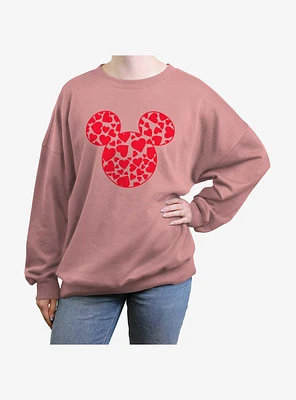 Disney Mickey Mouse Heart Ears Girls Oversized Sweatshirt