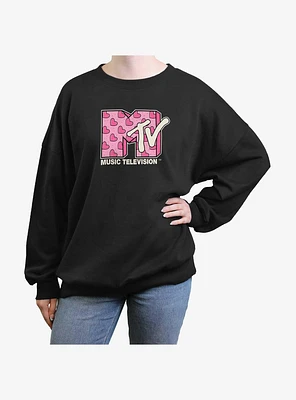 MTV Heart Logo Girls Oversized Sweatshirt