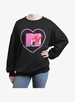 MTV Heart Love Logo Girls Oversized Sweatshirt